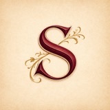 Saeculum app icon — an ornate burgundy letter S with gold flourishes